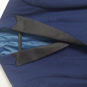 London Fog Blue and Black Tuxedo Blazer 40L